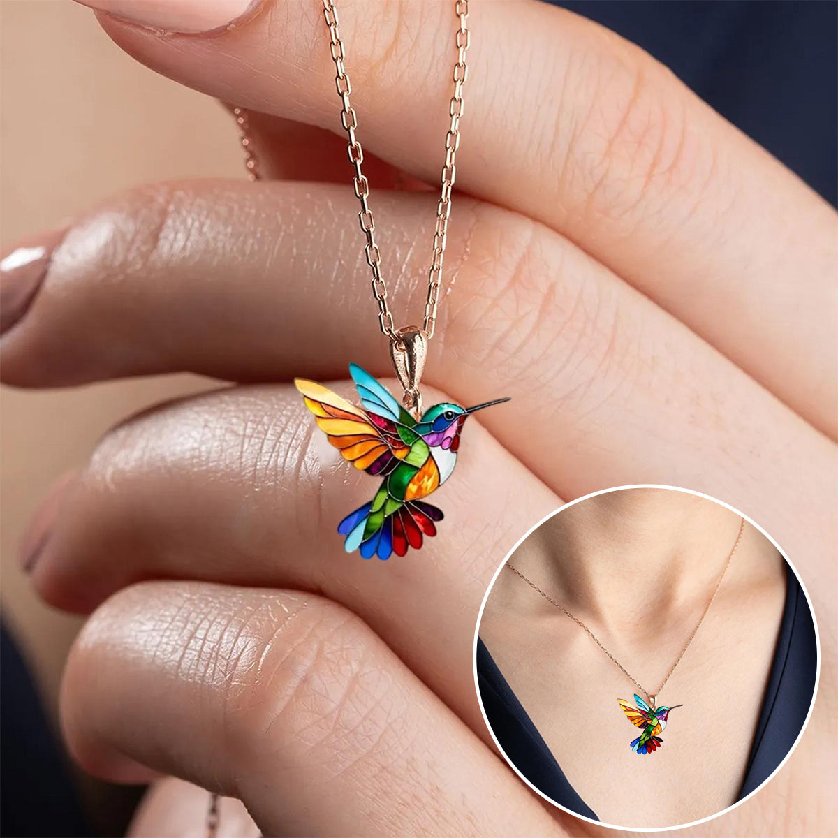 Aurea | Magnificent Hummingbird Design Necklace + Earrings