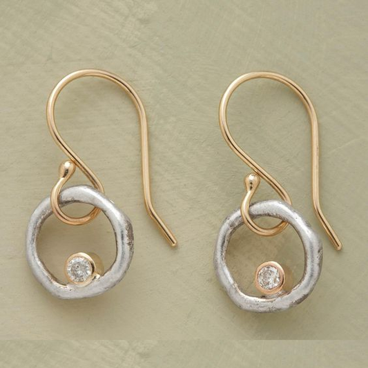 Vintage Gold & Silver Zirconia Earrings