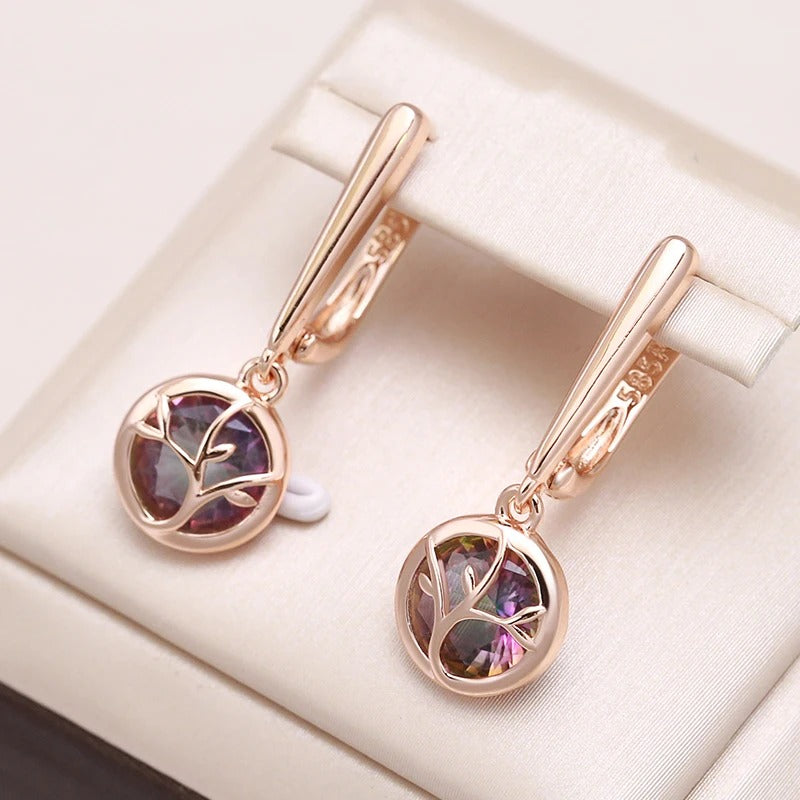Crystal Inlay Rose Gold Earrings