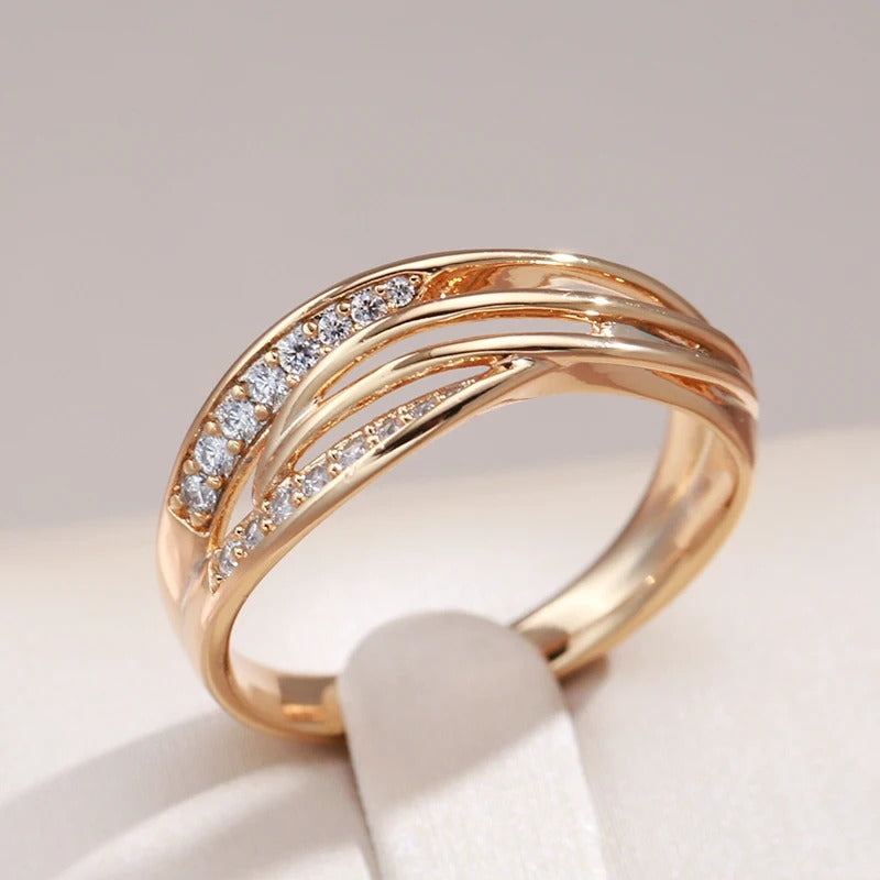 Love Lines Ring Rose Gold with Crystals