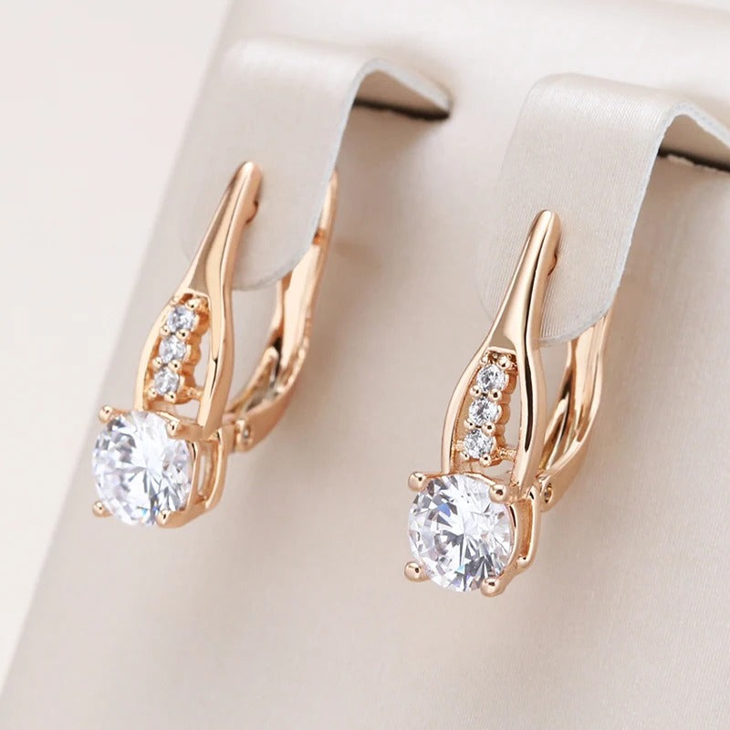 Earrings in Pink Gold with Stone