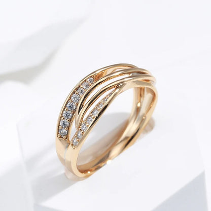 Love Lines Ring Rose Gold with Crystals