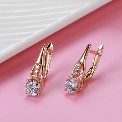 Earrings in Pink Gold with Stone