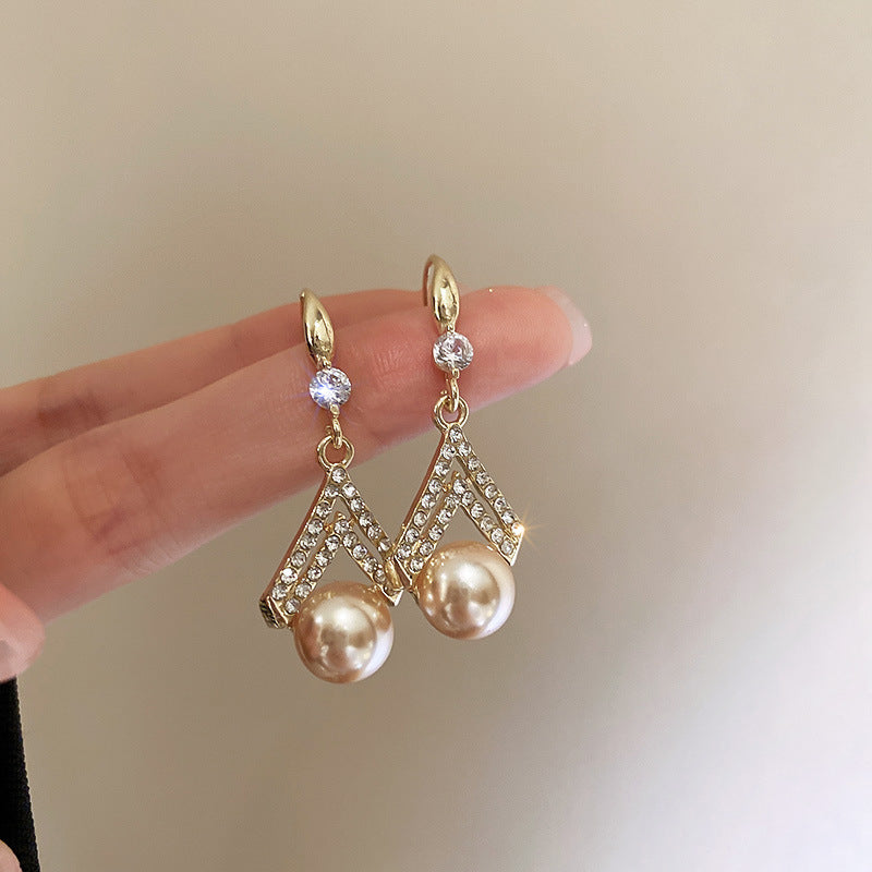 Gold  Handmade Pearl with beautiful stones Earrings