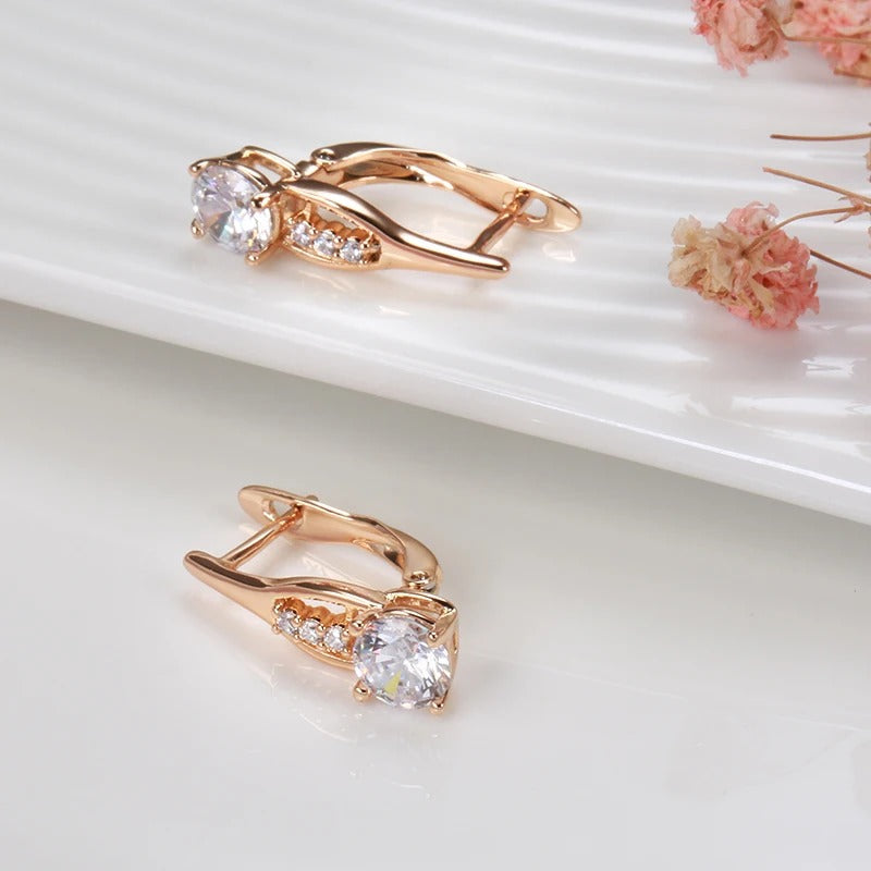 Earrings in Pink Gold with Stone