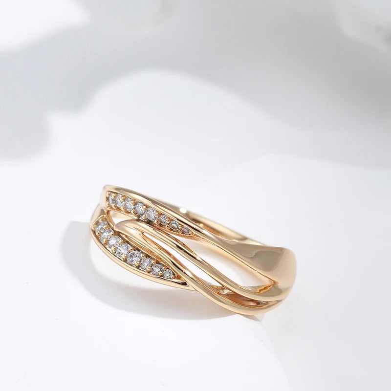 Love Lines Ring Rose Gold with Crystals