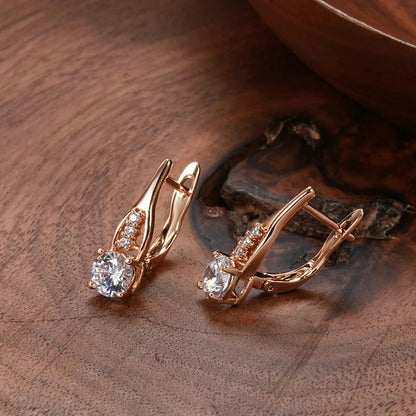 Earrings in Pink Gold with Stone